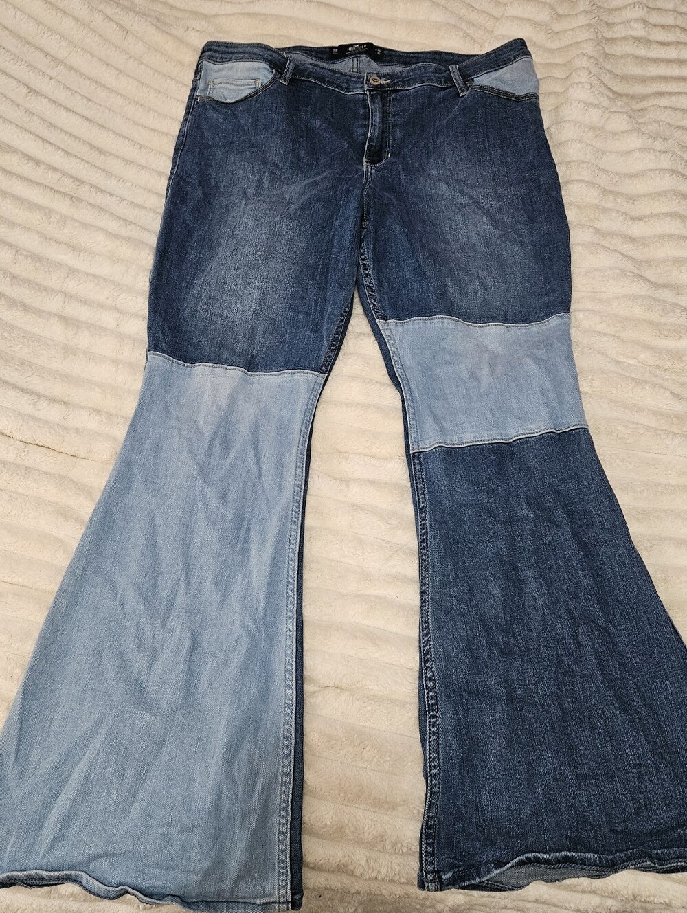 Hollister High-Rise Vintage Flare Soft Stretch Patchwork Denim Jeans, Size 19R